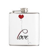 "Liebe-" Typografie mit rotem Herz-Ballon Flachmann (Vorderseite)