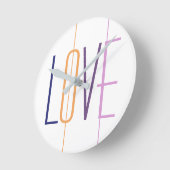 Liebe Typografie modern gestreift mehrfarbig Runde Wanduhr (Winkel)