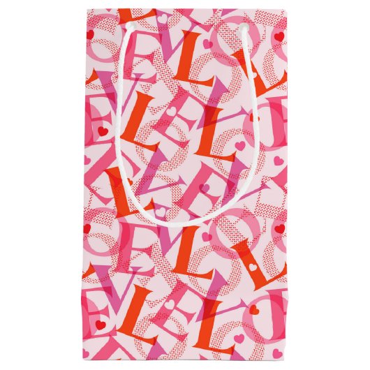 LIEBE Typografie Muster Valentinstag Kleine Geschenktüte (Vorderseite)