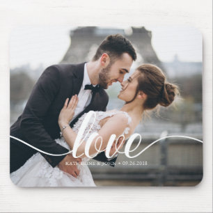 Liebe" Typografie-Overlay-benutzerdefiniertes Foto Mousepad