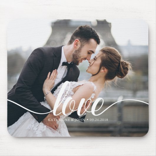 Liebe" Typografie-Overlay-benutzerdefiniertes Foto Mousepad (Vorne)