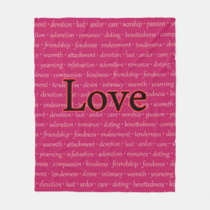 Liebe Typografie Pink Fleece Blanket