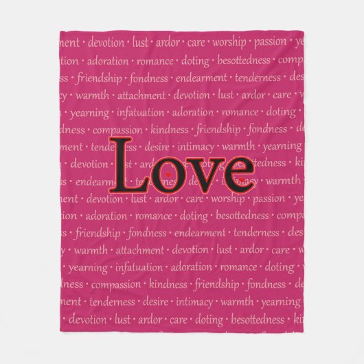 Liebe Typografie Pink Fleece Blanket (Vorderseite)