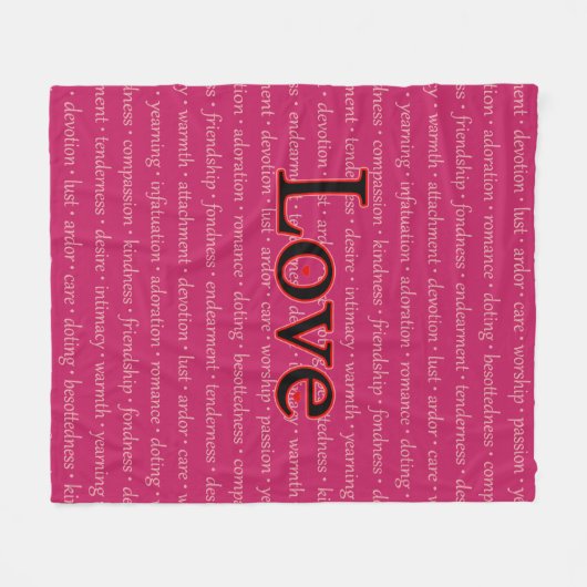 Liebe Typografie Pink Fleece Blanket (Vorderseite (Horizontal))