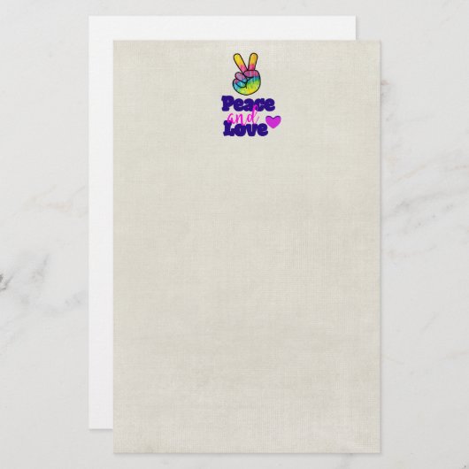 Liebe Typografie Rainbow Hand Peace Sign Briefpapier (Vorne/Hinten)