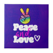 Liebe Typografie Rainbow Hand Peace Sign Fliese (Vorderseite)