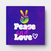Liebe Typografie Rainbow Hand Peace Sign Fotoplatte (Vorderseite)