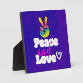 Liebe Typografie Rainbow Hand Peace Sign Fotoplatte (Vorderseite)