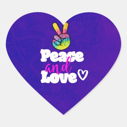 Liebe Typografie Rainbow Hand Peace Sign Herz-Aufkleber (Vorderseite)