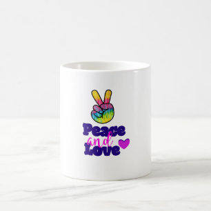 Liebe Typografie Rainbow Hand Peace Sign Kaffeetasse