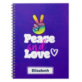 Liebe Typografie Rainbow Hand Peace Sign Notizblock (Vorderseite)