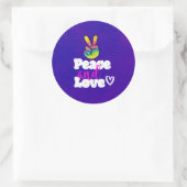 Liebe Typografie Rainbow Hand Peace Sign Runder Aufkleber (Tasche)