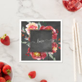 Liebe Typografie Red Floral Bouquet auf Chalkboard Serviette (Beispiel)