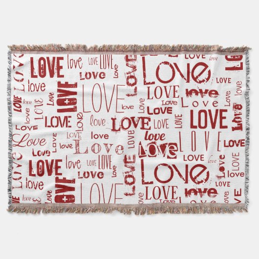 LIEBE! Typografie Red Valentine Word Cloud Decke (Vorderseite)