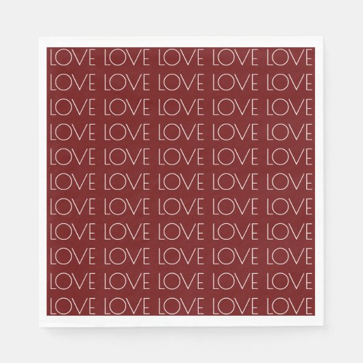 Liebe Typografie Red Valentine's Paper Serviette (Vorderseite)