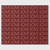 Liebe Typografie Red Valentine's Wrapping Paper Geschenkpapier (Flach)