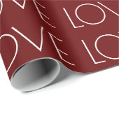 Liebe Typografie Red Valentine's Wrapping Paper Geschenkpapier (Rolleneckpunkt)