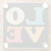 Liebe Typografie Retro Color Square Glasuntersetzer (Rückseite)