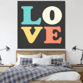 Liebe Typografie Retro Color Square Leinwanddruck (Insitu (Schlafzimmer))