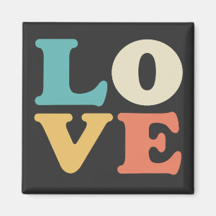 Liebe Typografie Retro Color Square Magnet