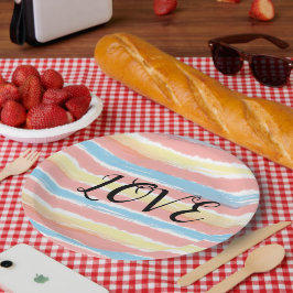 Liebe Typografie Rosa Gelb Blau Pappteller