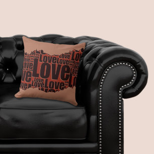Liebe Typografie Rot und Schwarz Unregelmäßiges Mu Kissen