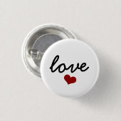 Liebe Typografie rotes Herzvalentin Button (Vorne & Hinten)