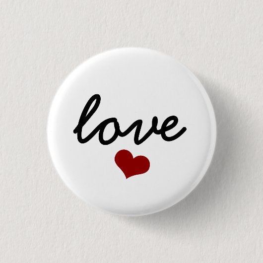Liebe Typografie rotes Herzvalentin Button (Vorderseite)