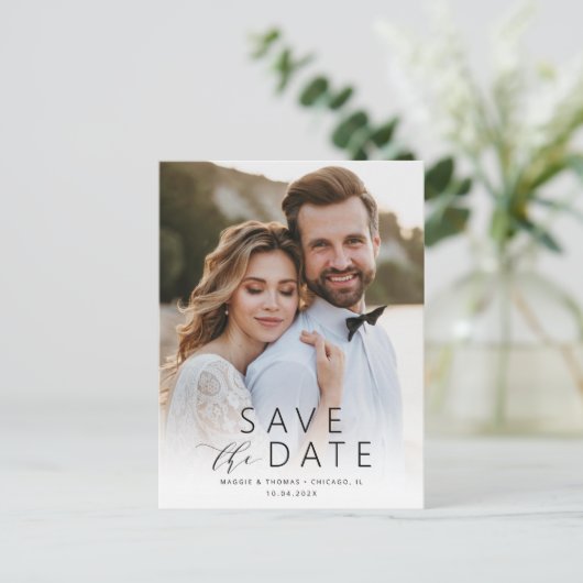 Liebe Typografie Save the Date Hochzeitspostkarte Postkarte (Stehend Vorderseite)