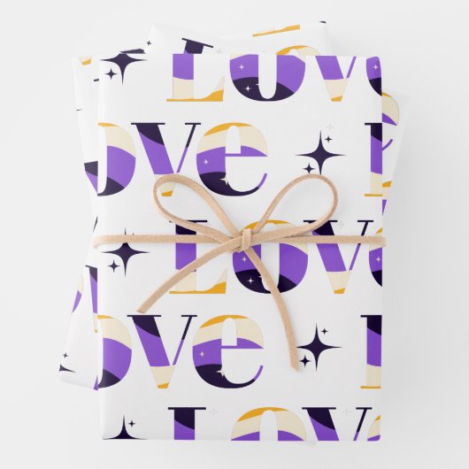 Liebe Typografie Sparkle Muster Cool Geschenkpapier Set (Beispiel)