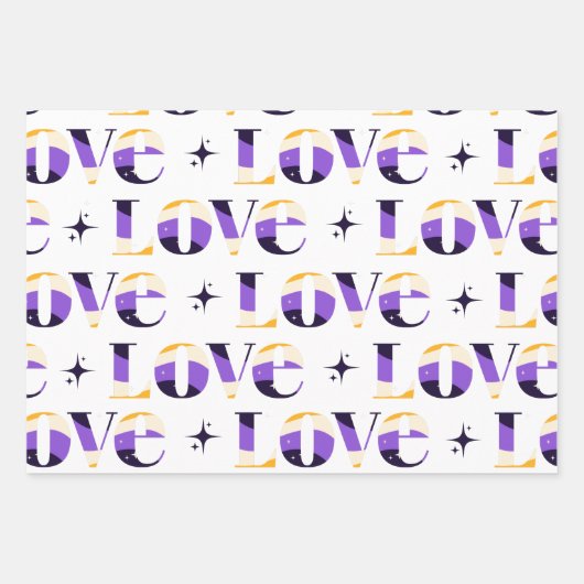 Liebe Typografie Sparkle Muster Cool Geschenkpapier Set (Vorderseite)