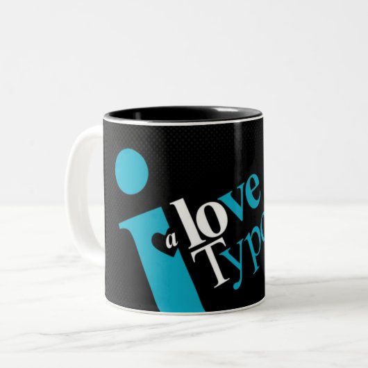 Liebe-Typografie-Tasse Zweifarbige Tasse (Vorderseite Links)
