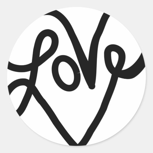 Liebe Typografie Text Art Runder Aufkleber (Vorderseite)