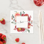 Liebe Typografie über Red Floral Bouquet Serviette (Beispiel)