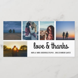 Liebe u. Dank, die Foto-Collage des Skript-fünf Dankeskarte