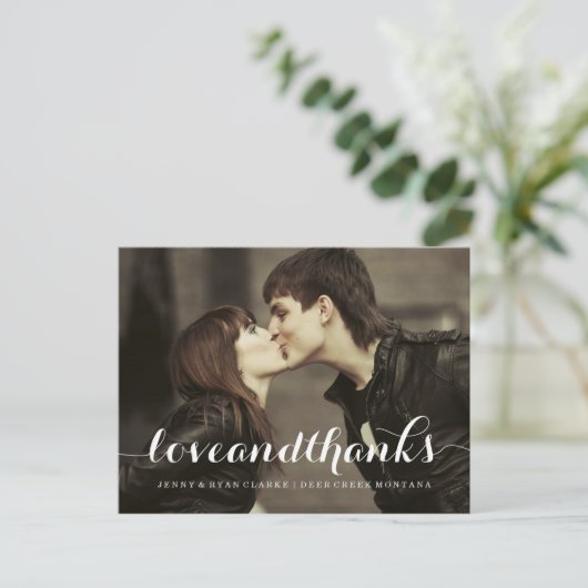 LIEBE U. DANK-SKRIPT WEDDING %PIPE% DANKEN IHNEN POSTKARTE (Stehend Vorderseite)