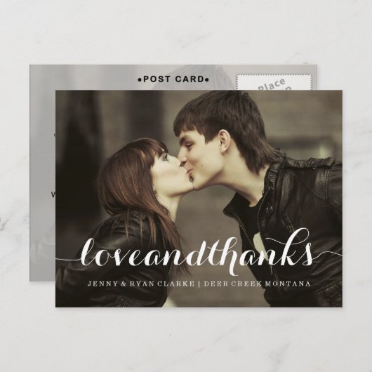 LIEBE U. DANK-SKRIPT WEDDING %PIPE% DANKEN IHNEN POSTKARTE (Vorne/Hinten)