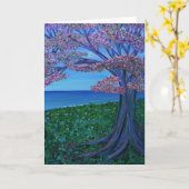 Liebe u. der rosa Baum der Herzen Karte (Gelbe Blume)