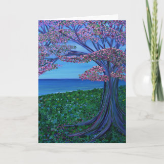 Liebe u. der rosa Baum der Herzen Karte