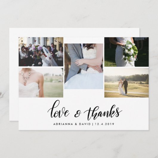 Liebe-u. des Dank-Skript-fünf Paar-Foto-Hochzeit Dankeskarte (Vorne/Hinten)