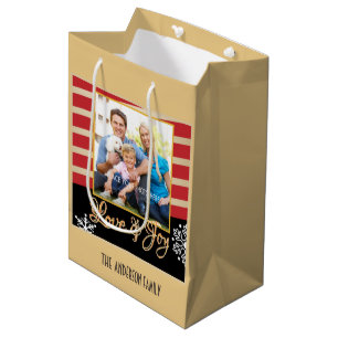 Liebe u. Freude, Foto-personalisiertes Weihnachten Mittlere Geschenktüte