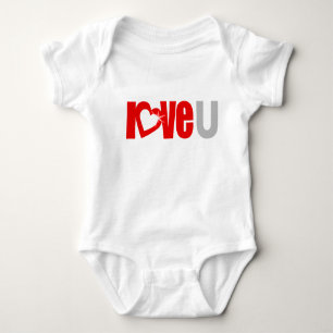 "Liebe U" funkelndes, graues Herzklopfen Baby Strampler