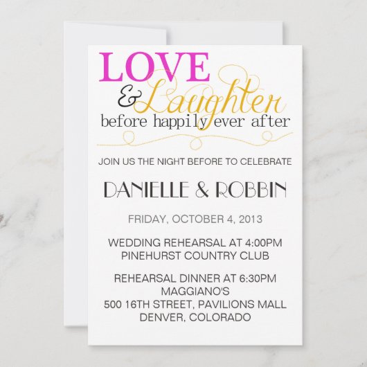 Liebe-u. Gelächter-Proben-Einladung Einladung (Vorderseite)