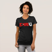 "Liebe U" glänzender weißer Herztext T-Shirt (Vorne ganz)