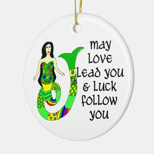 Liebe-u. Glück-Iren-Meerjungfrau Keramik Ornament (Links)