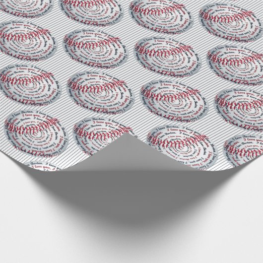 Liebe U Liebe Boston-Baseball Geschenk Wrap 02-Blu Geschenkpapier (Ecke)