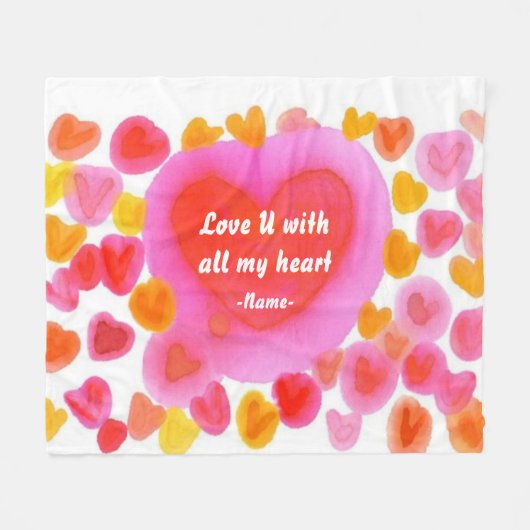 Liebe U mit meiner ganzer Herzsüßen Fleecedecke (Vorderseite (Horizontal))