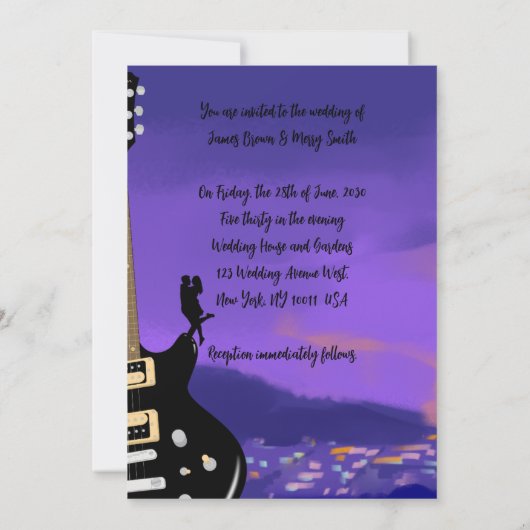 Liebe über die Hochzeit der Gitarre Einladung (Rückseite)