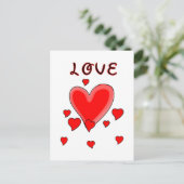 Liebe über Herz Postkarte (Stehend Vorderseite)