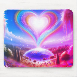 Liebe überall auf der Welt auf farbenfrohem Deskto Mousepad